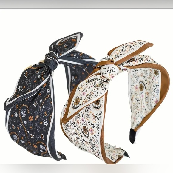 Floral Patterned Headbands - Black and Brown main image 10